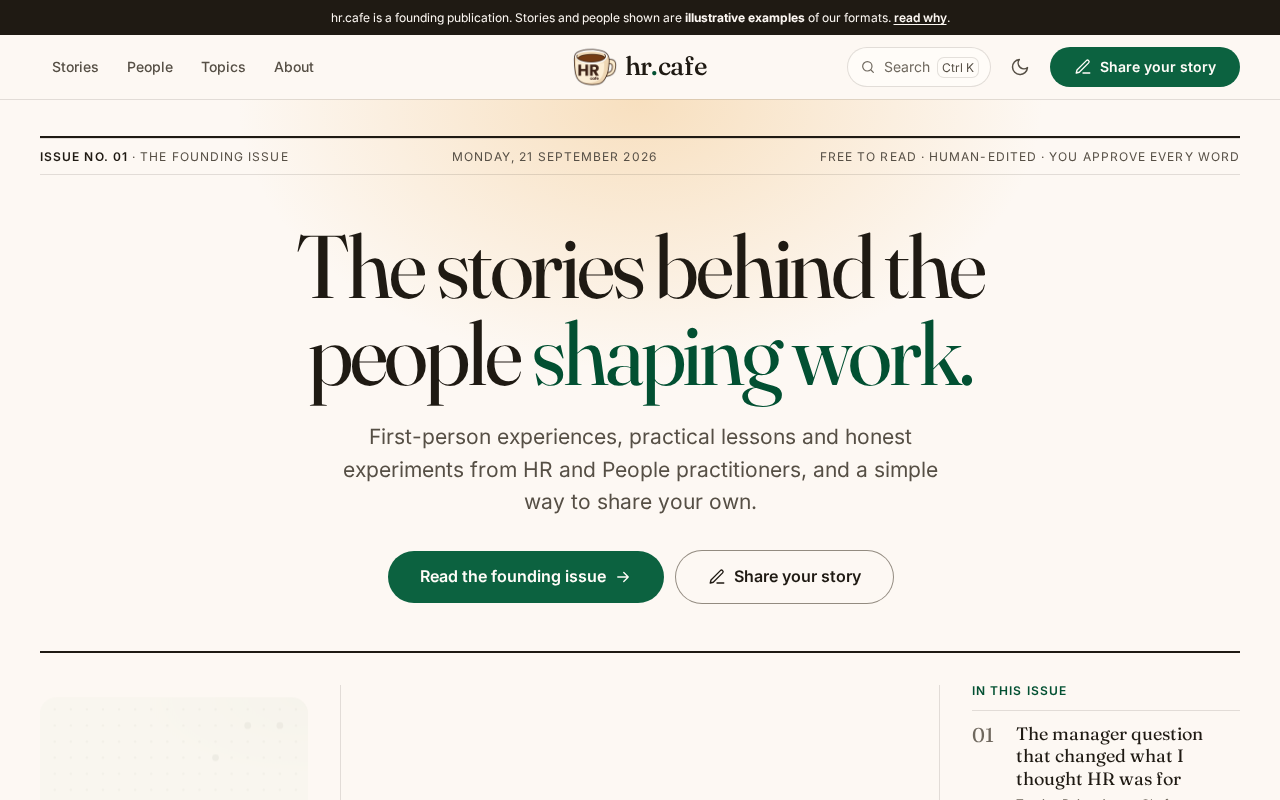 Screenshot: The front page