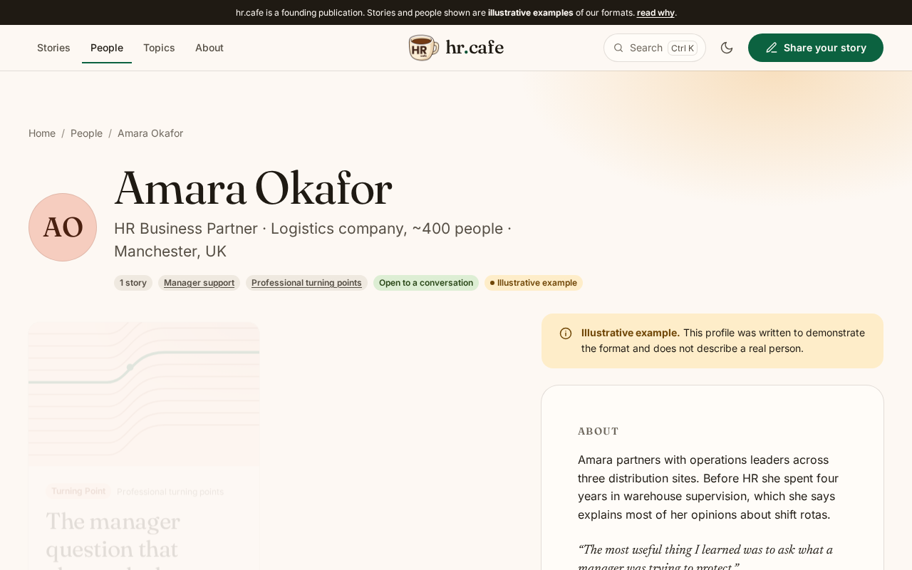 Screenshot: A practitioner profile